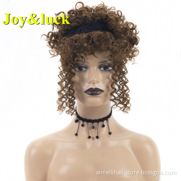 African Wholesale Ombre Brown Head Band Wigs Ladies Scarf Black Hairband Short Afro Kinky Curly Headband Wig Synthetic Hair Wigs